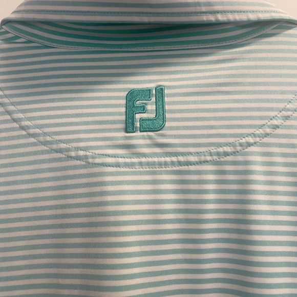 Footjoy Shirt Mens XL Green Blue Striped Golf Polo 4 Way Stretch FJ Breathable - Picture 5 of 9